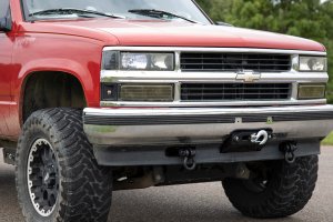 Chevrolet Tahoe Tow Hook to Shackle Bracket - Front - Rough Country - Mount Only - Black - '95-'99 Chevrolet Tahoe Tow Hook to Shackle Bracket - Front - Rough Country - Mount Only - Black - '95-'99